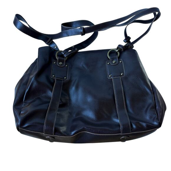 Vintage Liz Claiborne Crossbody Bag Shoulder Tote Satchel Brown Faux Leather - Picture 3 of 13